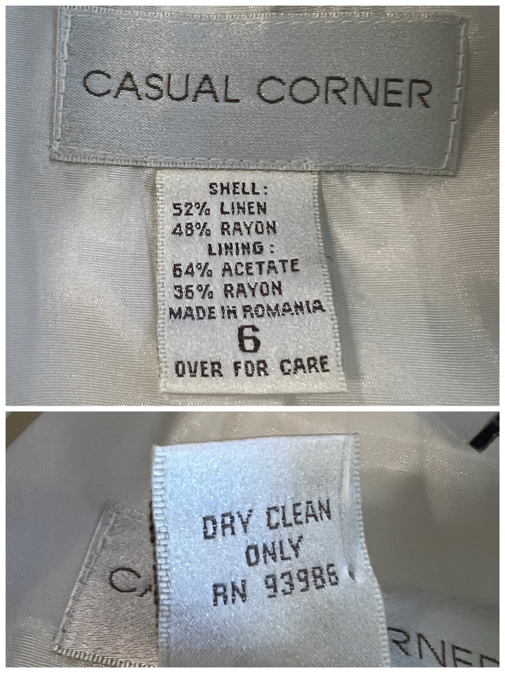CASUAL CORNER Women’s Size 6 White Linen Blend Vintage Blazer Jacket - Picture 11 of 12
